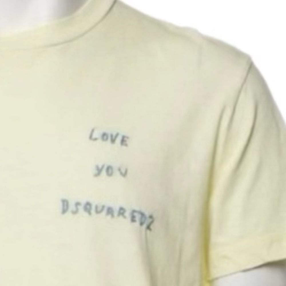 Gently PreLoved DSquared2 Embroidered “Love You”  T-Shirt - Yellow - Size Small